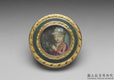 图片[2]-Gold-bordered painted lacquer round box with western lady design, circa latter half of the 18th century, France-China Archive